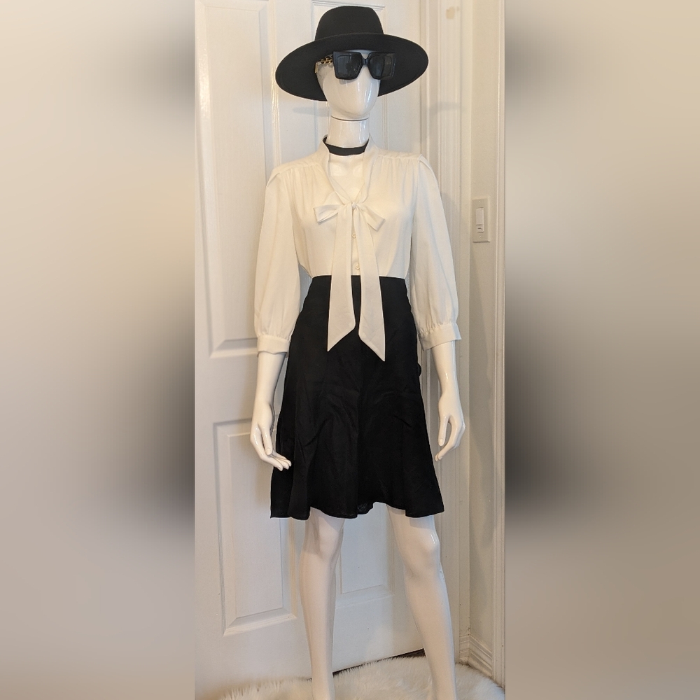 Banana Republic White Cream Bow Tie Blouse  Medium Elevated Basic
